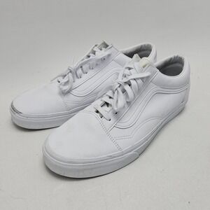 Vans Old Skool Triple White Leather Low Top Sneakers Mens 12 721356